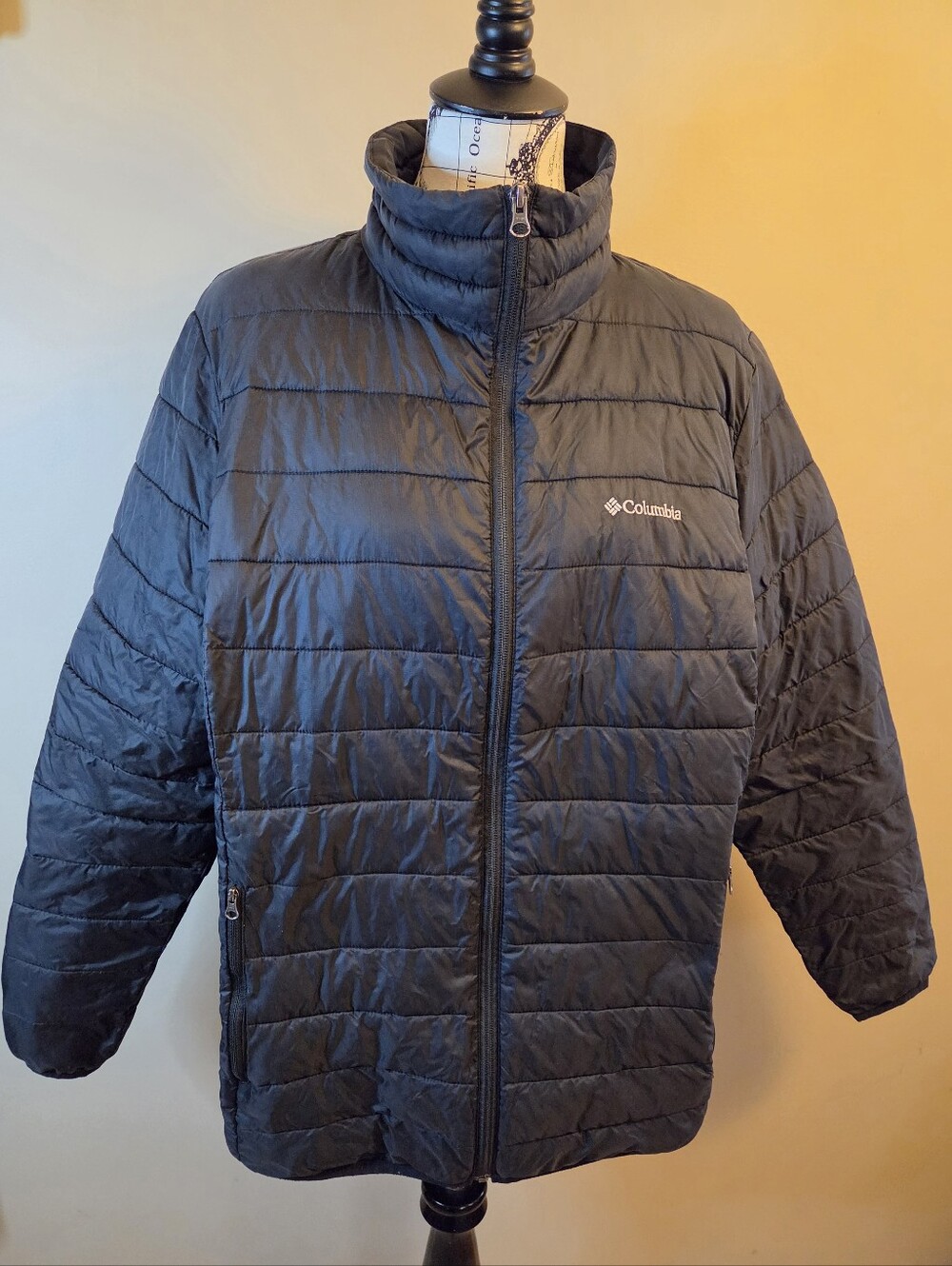 Columbia Womens 1X Black Quilted Puffer Jacket Full Zip Lightweight Plus Size Co